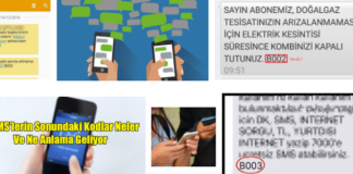 Mesajın sonundaki B001, B002, B003 kodların anlamı nedir